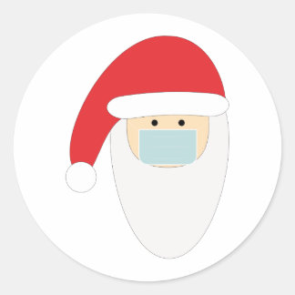 Sticker Rond Le Père Noël dans un masque