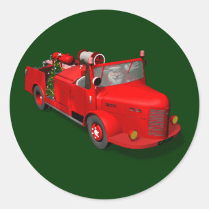 Sticker Rond Le Père Noël Doux Dans Le Moteur De Feu