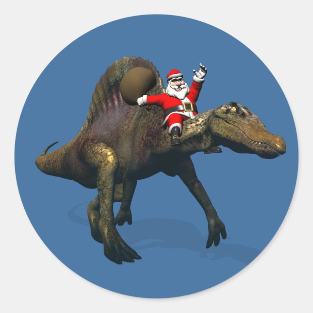 Sticker Rond Le Père Noël Se Rend Sur Spinosaurus (Devant)