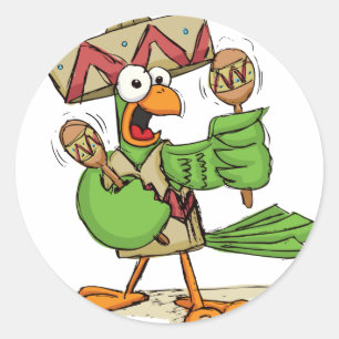 Sticker Rond Le perroquet avec Maracas