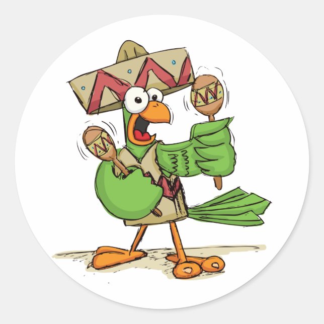 Sticker Rond Le perroquet avec Maracas (Devant)