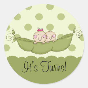 Sticker Rond Le petit bébé doux de pois jumelle l'autocollant