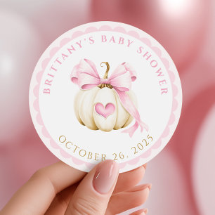 Sticker Rond Le petit Citrouille est sur le Baby shower rose Wa