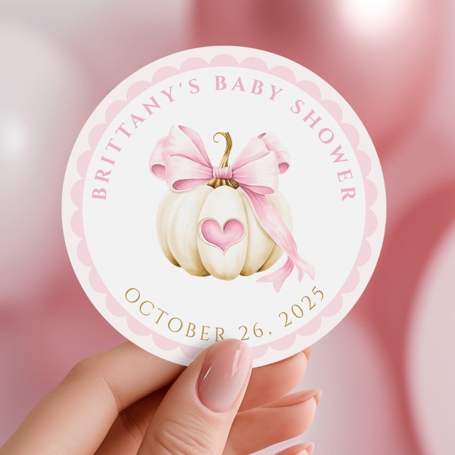 Sticker Rond Le petit Citrouille est sur le Baby shower rose Wa (Créateur téléchargé)