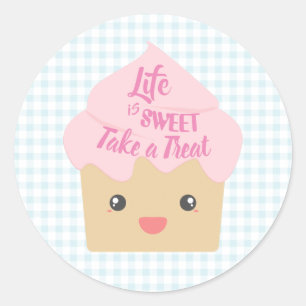 Sticker Rond Le petit gâteau de Kawaii prennent un festin