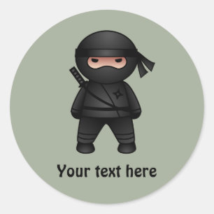 Sticker Rond Le petit guerrier de Ninja sur Sage Green