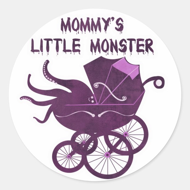 Sticker Rond Le petit monstre de maman. (Devant)