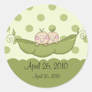 Sticker Rond Le petit pois doux jumelle l'autocollant de baby