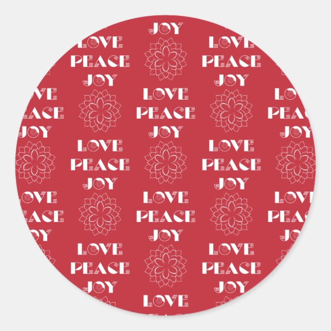 Sticker Rond Le Petit Rouge et Blanc, Peace, Joy (Devant)