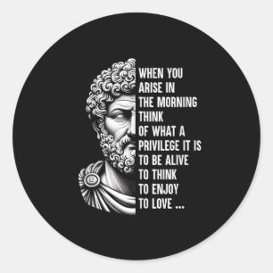Sticker Rond Le philosophe stoïque Marcus Aurelius Motivation d