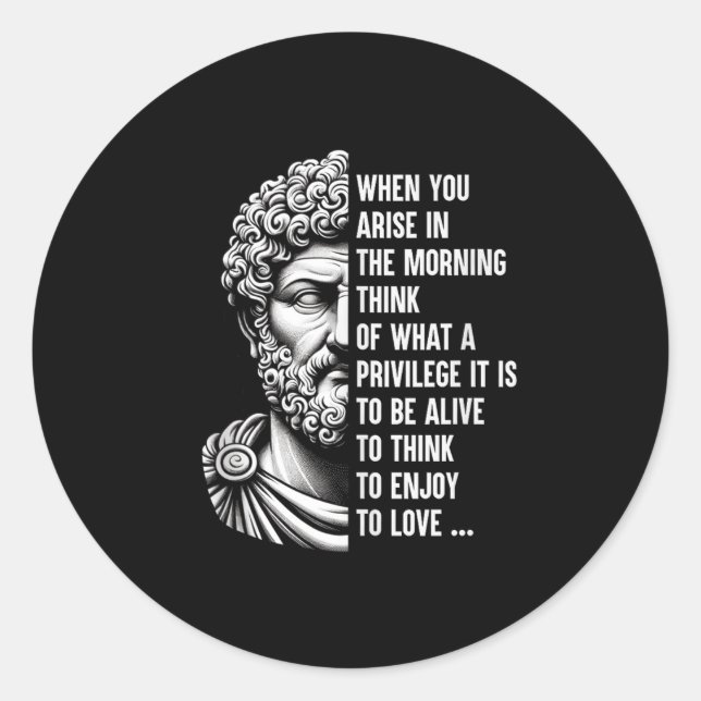Sticker Rond Le philosophe stoïque Marcus Aurelius Motivation d (Devant)