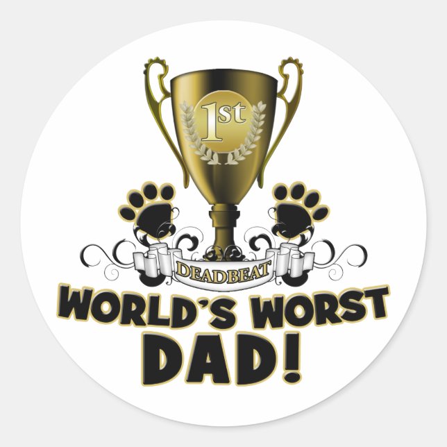 Sticker Rond Le pire papa du monde (Devant)