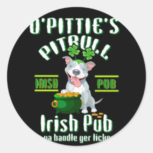 Sticker Rond Le Pitbull Irish Pub Can Ya Handle Yer d'O'pittie