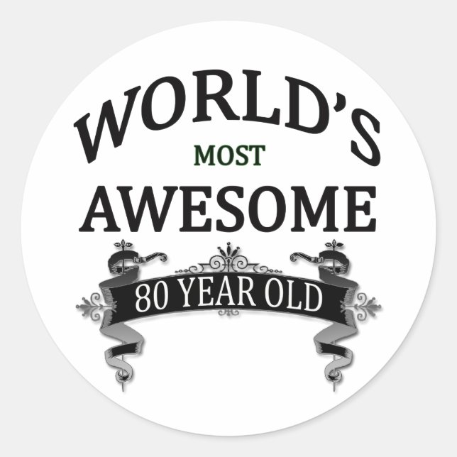 Sticker Rond Le plus génial des 80 ans du monde (Devant)