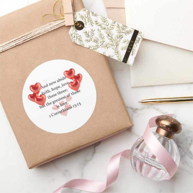 Sticker Rond "... le plus grand d'entre eux amoureux." chrétien (Cadeaux)