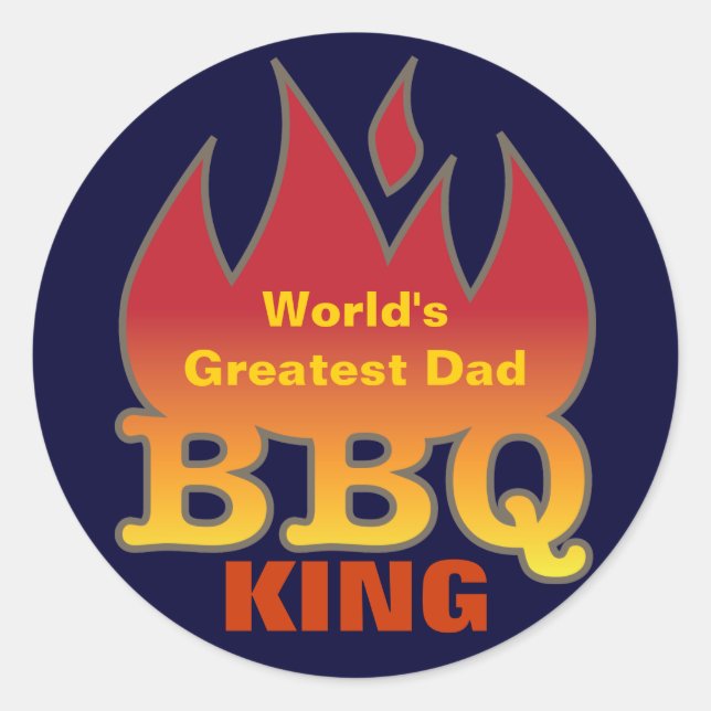 Sticker Rond Le plus grand papa BBQ KING du monde (Devant)