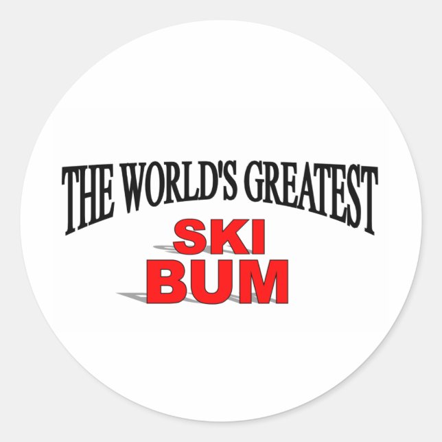 Sticker Rond Le plus grand Ski Bum du monde (Devant)