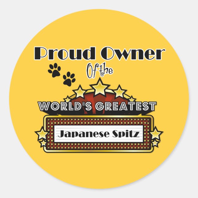 Sticker Rond Le plus grand Spitz japonais du monde pour proprié (Devant)