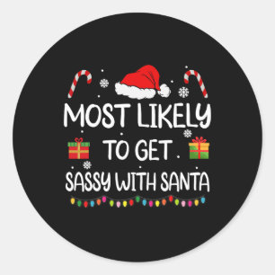Sticker Rond Le Plus Probable À Obtenir Sy Avec Père Noël Funny