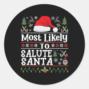 Sticker Rond Le plus susceptible de saluer Père Noël- le bras d