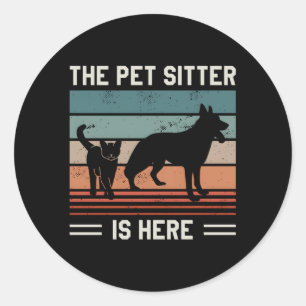 Sticker Rond Le Poète Sitter Est Ici Animaux Assis
