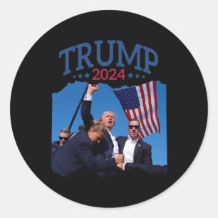 Sticker Rond Le poing court a tapé 2024 Priez pour Trump ne don