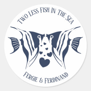 Sticker Rond Le poisson dans la mer Wedding shower des couples