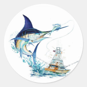 Sticker Rond Le poisson-voilier prend l'appât
