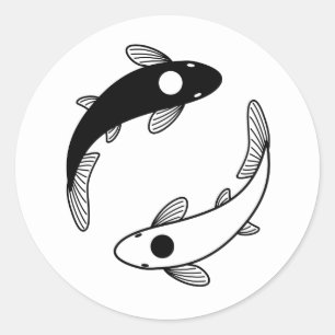 Sticker Rond Le poisson Yin Yang Koi