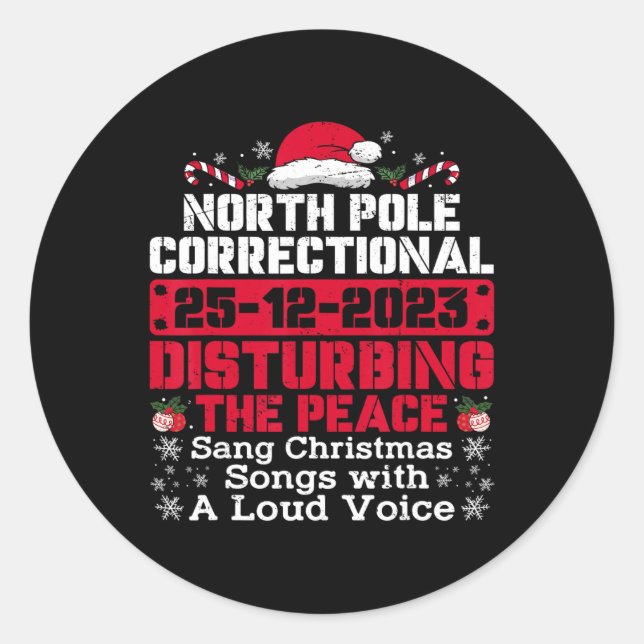 Sticker Rond Le Pôle Nord a chanté des chansons de noël avec (Devant)