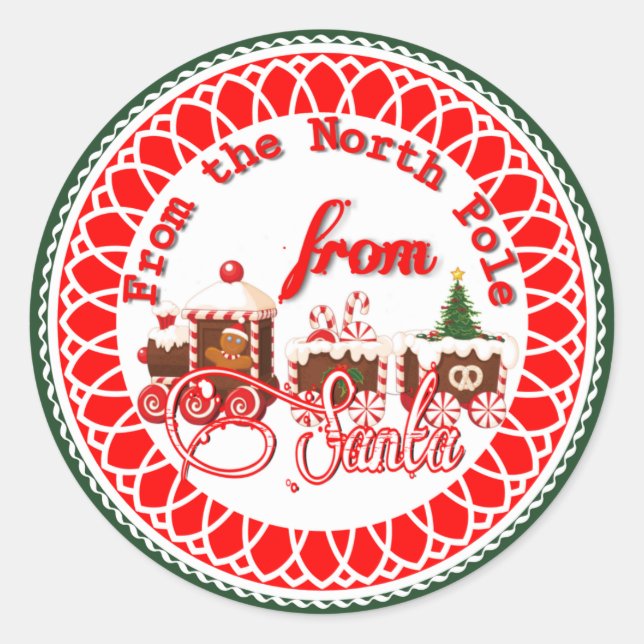 Sticker Rond Le pôle Nord de Père Noël (Devant)