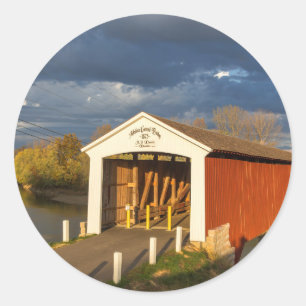 Sticker Rond Le pont couvert de Medora construit en 1875