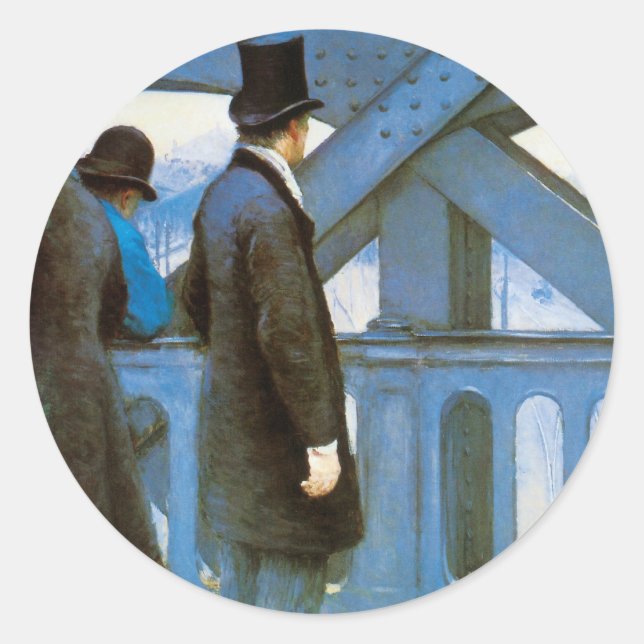 Sticker Rond Le Pont de l'Europe par Gustave Caillebotte (Devant)