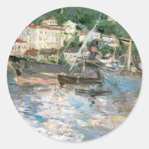 Sticker Rond Le Port, Nice par Berthe Morisot, Beaux-Arts Vinta