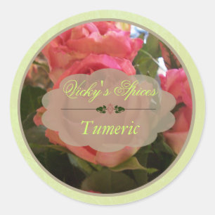 Sticker Rond Le pot rose d'épice de roses marque B