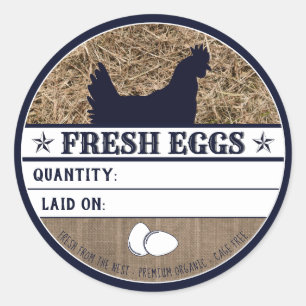 Sticker Rond Le poulet frais rustique Eggs la coutume