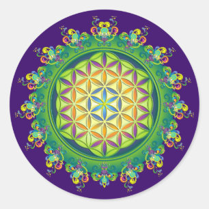 Sticker Rond Le pouvoir de la vie des fleurs / Blume des Lebens