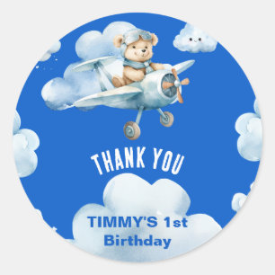 Sticker Rond Le premier anniversaire de Teddy Bear tracer une v