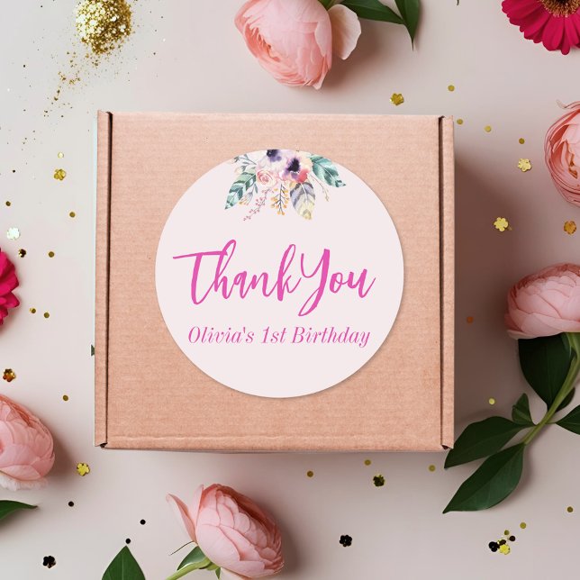 Sticker Rond Le premier Merci d'anniversaire de Wild One Girl (Créateur téléchargé)