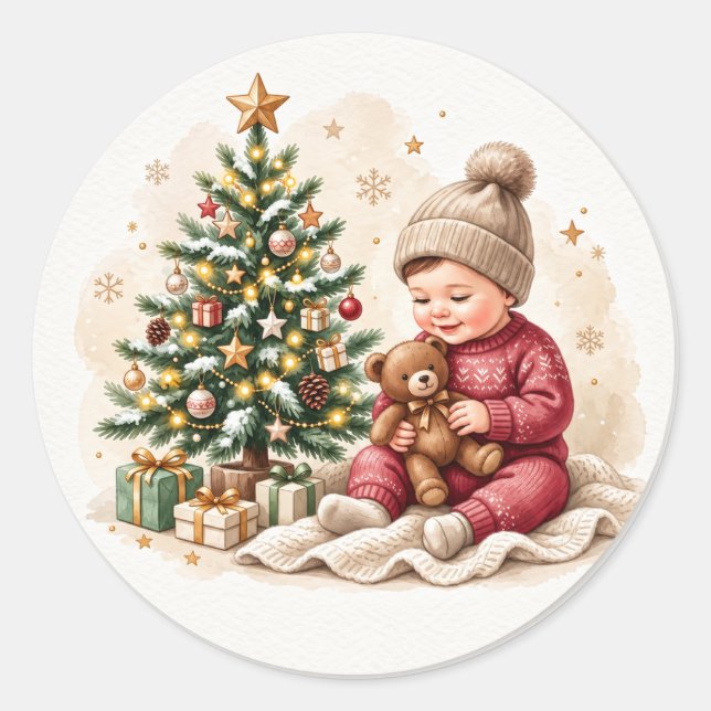 Sticker Rond Le premier Noël de bébé (Devant)