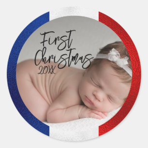 Sticker Rond Le premier Noël du bébé français