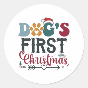 Sticker Rond Le premier Noël du chien