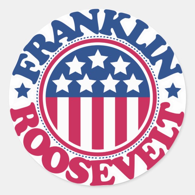 Sticker Rond Le président américain Franklin Roosevelt (Devant)