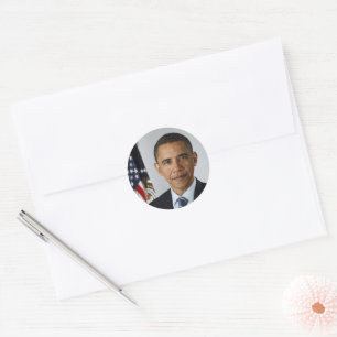 Sticker Rond Le président Barack Obama, 1er mandat Portrait Off