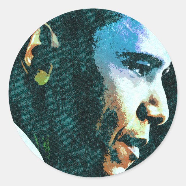Sticker Rond Le président Barack Obama Vintage (Devant)