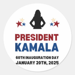 Sticker Rond Le Président cool Kamala Harris 2024 Jour de l'inv