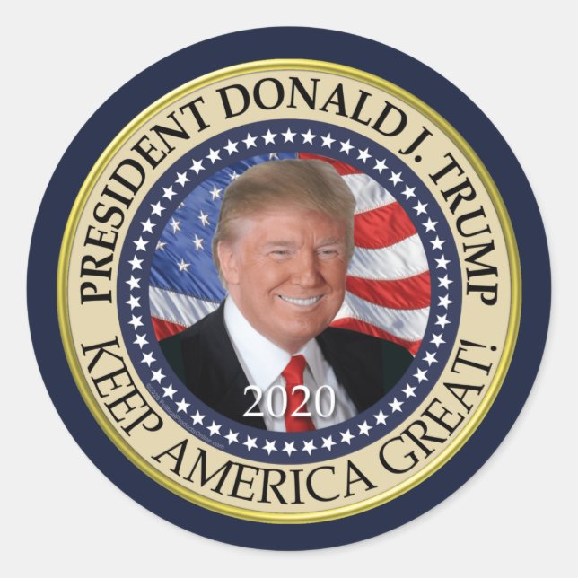 Sticker Rond Le président Donald Trump 2020 garde l'Amérique gr (Devant)
