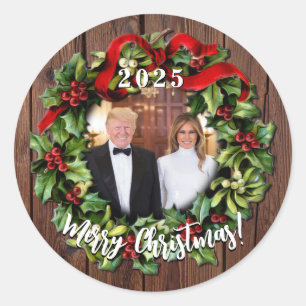 Sticker Rond Le président Donald Trump & Melania 2023 Holly Wre