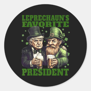 Sticker Rond Le président favori de Leprechaun, Trump St.patric