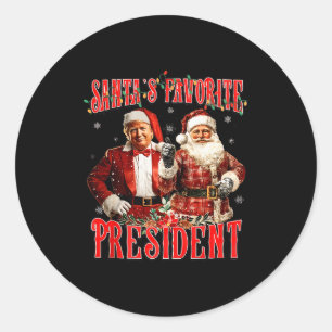 Sticker Rond Le président préféré du Père Noël drôle Trump Noël